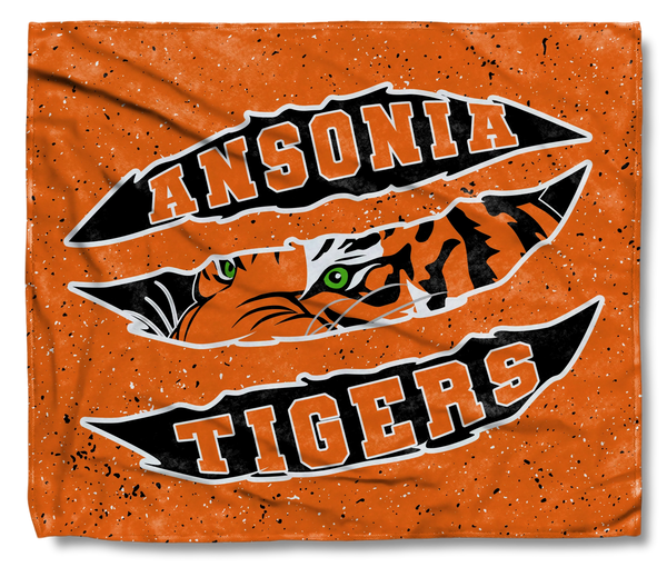 The Ansonia Tigers Orange Scratch Throw