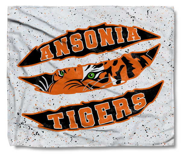 The Ansonia Tigers White Scratch Throw