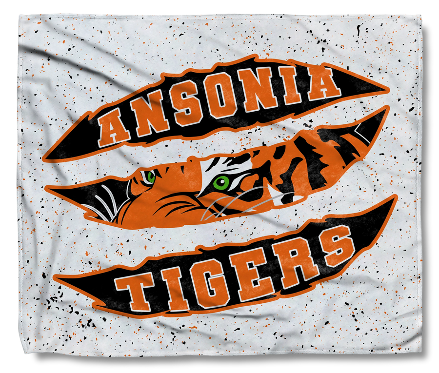 The Ansonia Tigers White Scratch Throw